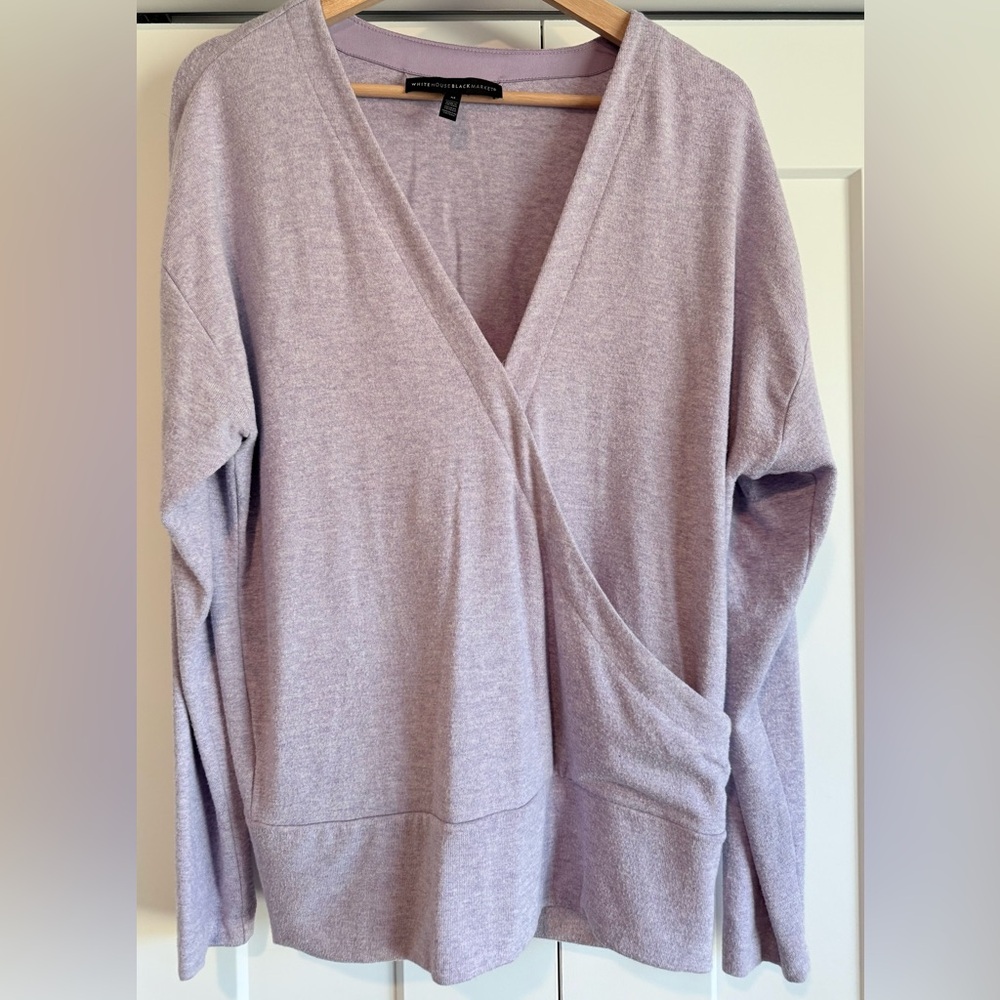 White House Black Market Light Purple V-Neck Sweater